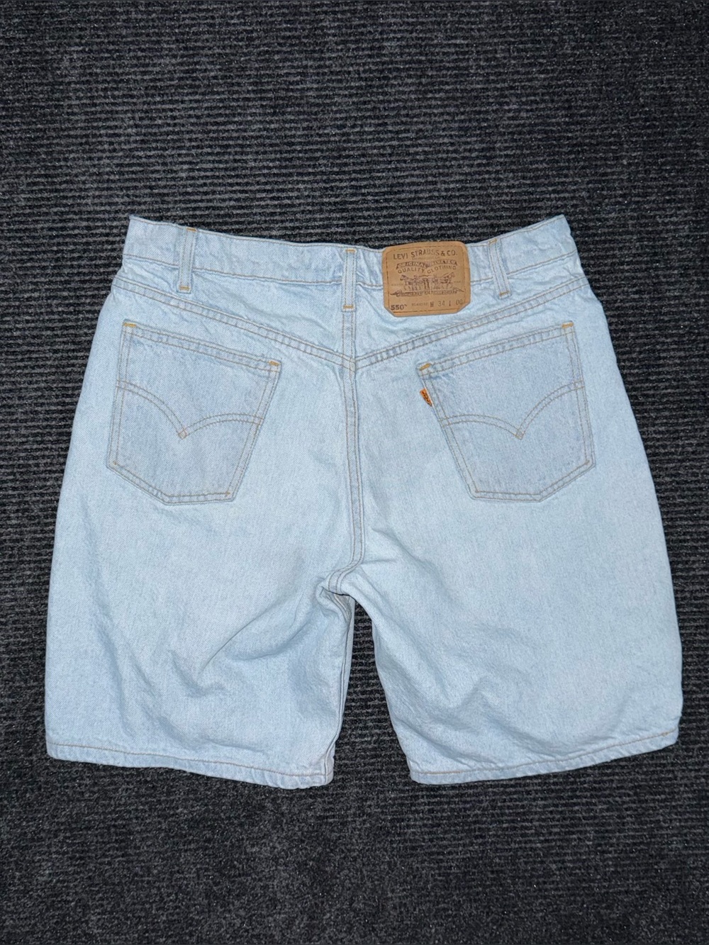 VTG 90s Mens Levi’s 550 Orange Tab Relaxed Denim Shorts 31 (tag 34) Distressed